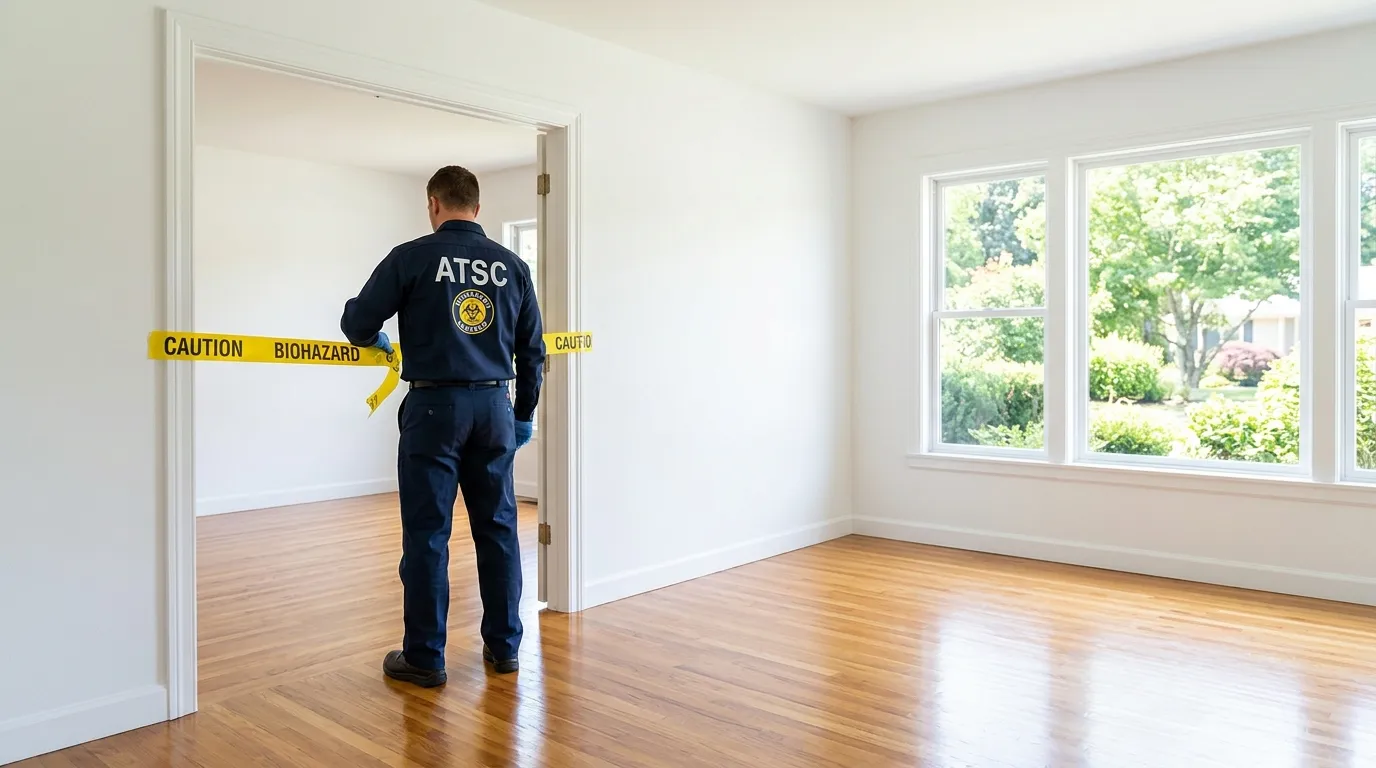 Certified biohazard cleanup crew performing Crime Scene Cleanup in Howland Center